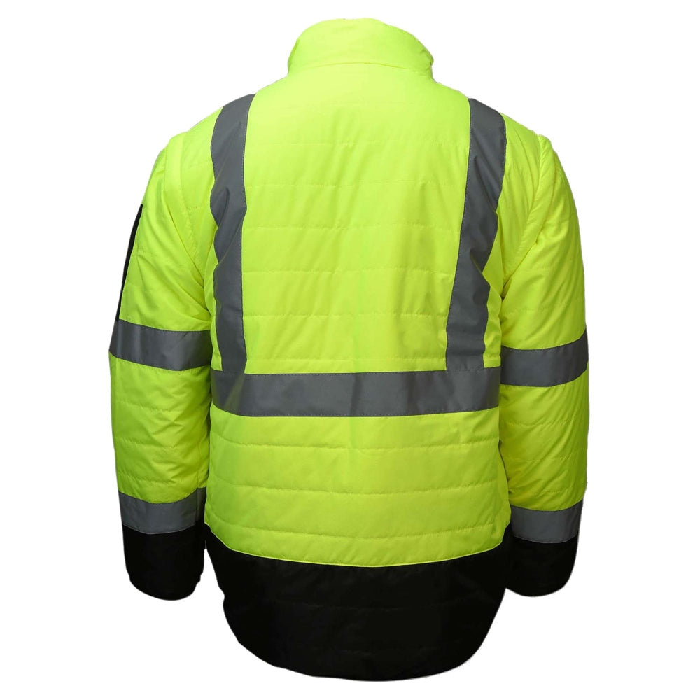 Radians SJ510 Type R Class 3 Quilted Reversible Safety Jacket - Zip-Off Sleeves - Safety Yellow/Black