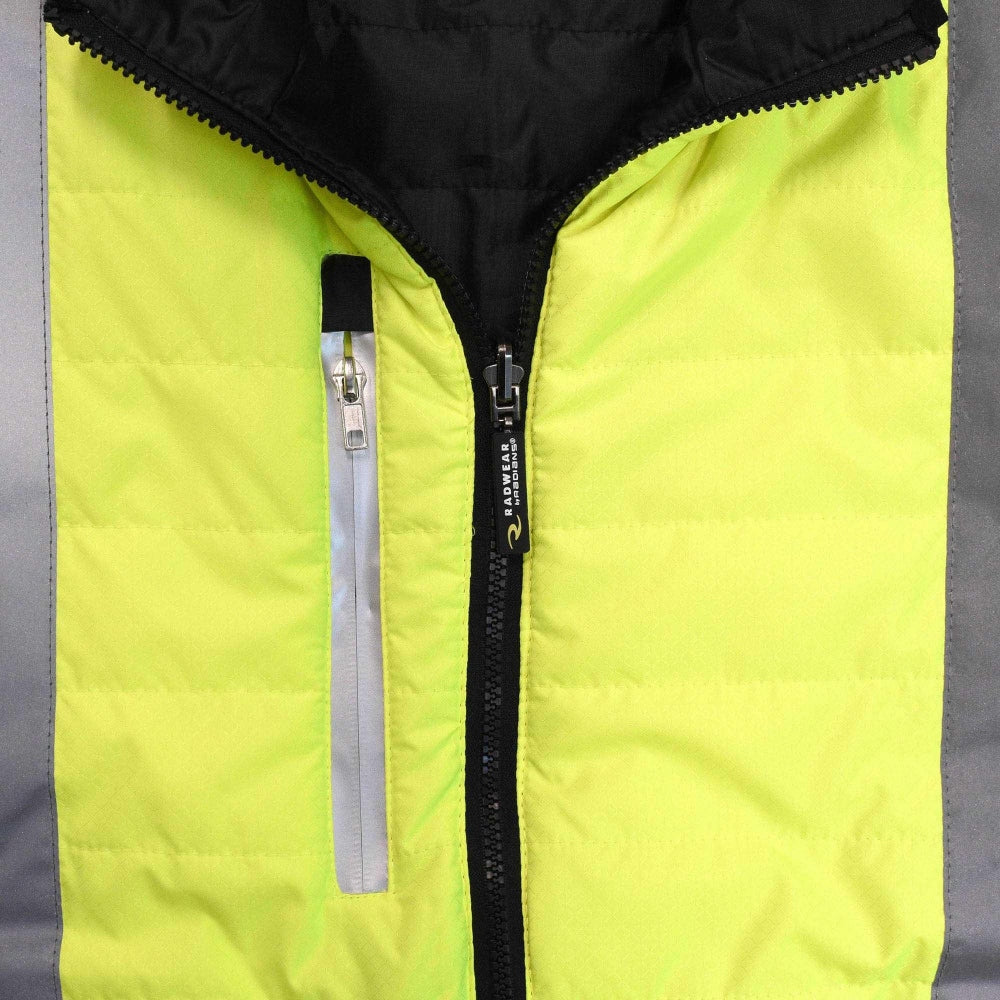 Radians SJ510 Type R Class 3 Quilted Reversible Safety Jacket - Zip-Off Sleeves - Safety Yellow/Black