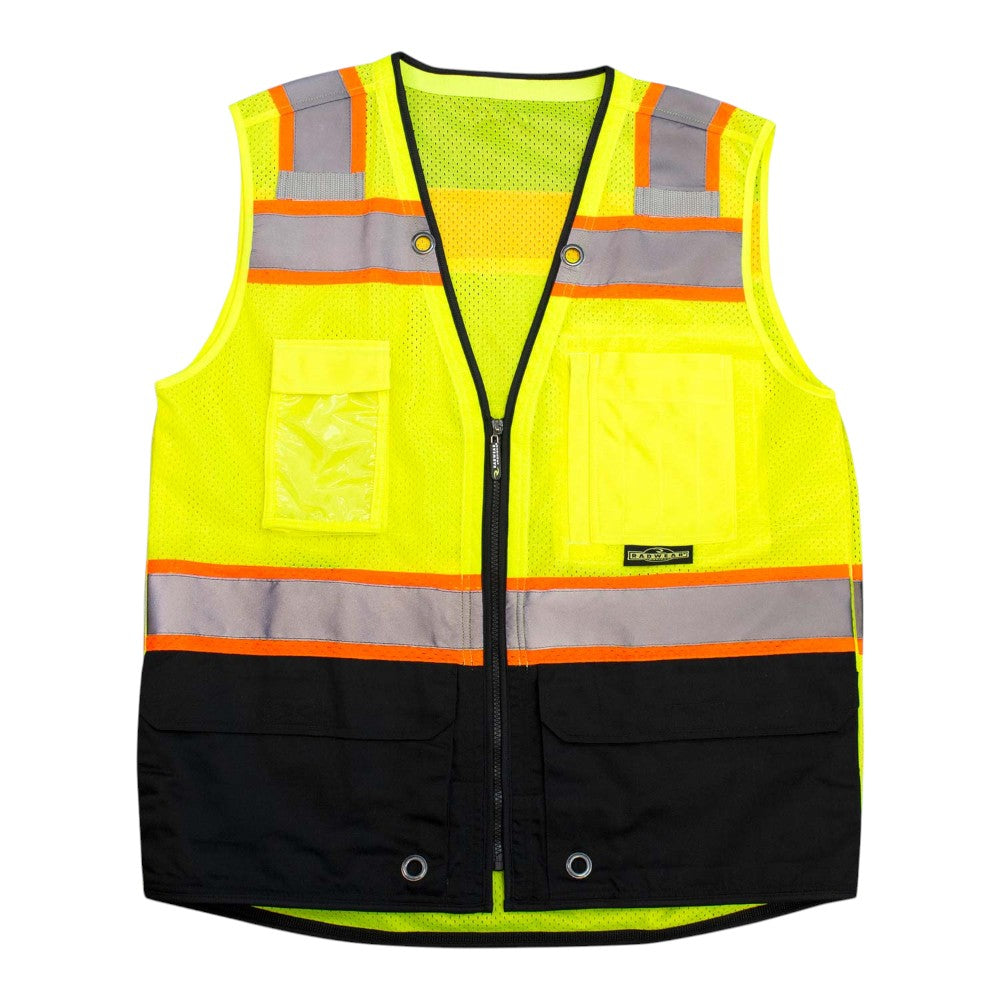 Radians SV51B-2Z Type R Class 2 Black Bottom Two-Tone Surveyor Safety Vest - Yellow/Orange