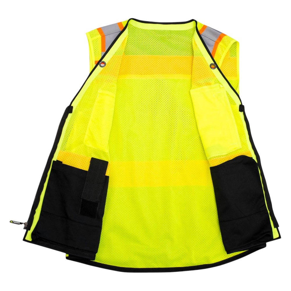 Radians SV51B-2Z Type R Class 2 Black Bottom Two-Tone Surveyor Safety Vest - Yellow/Orange