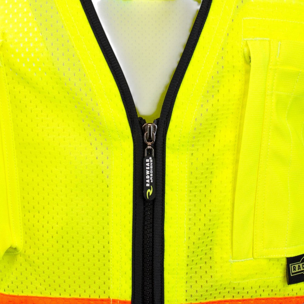 Radians SV51B-2Z Type R Class 2 Black Bottom Two-Tone Surveyor Safety Vest - Yellow/Orange