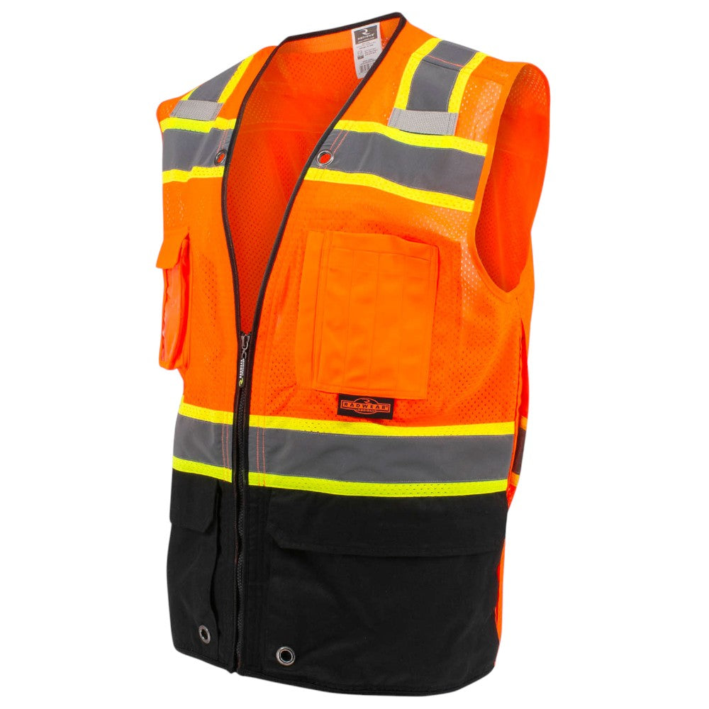 Radians SV51B-2Z Type R Class 2 Black Bottom Two-Tone Surveyor Safety Vest - Orange