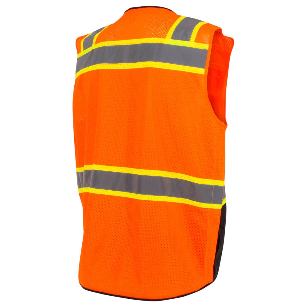 Radians SV51B-2Z Type R Class 2 Black Bottom Two-Tone Surveyor Safety Vest - Orange