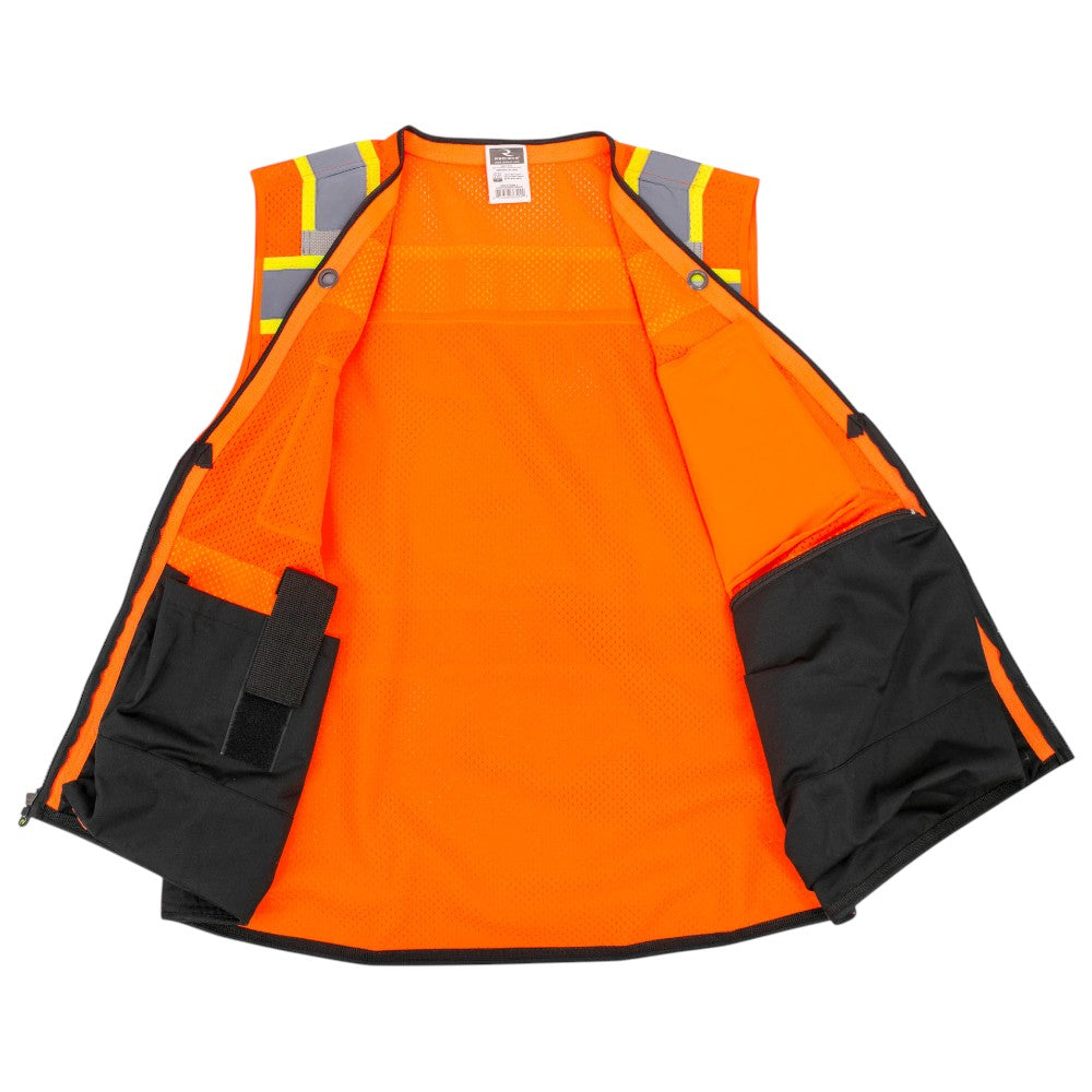 Radians SV51B-2Z Type R Class 2 Black Bottom Two-Tone Surveyor Safety Vest - Orange