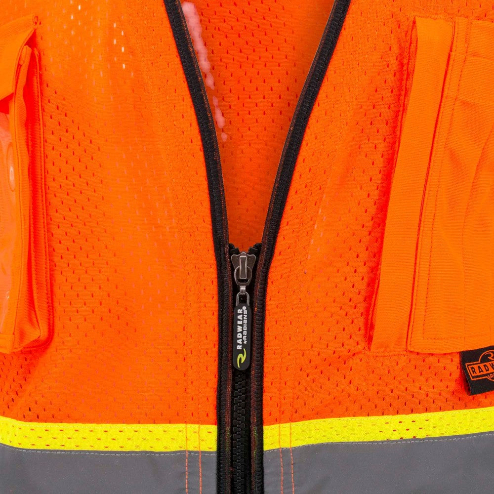 Radians SV51B-2Z Type R Class 2 Black Bottom Two-Tone Surveyor Safety Vest - Orange
