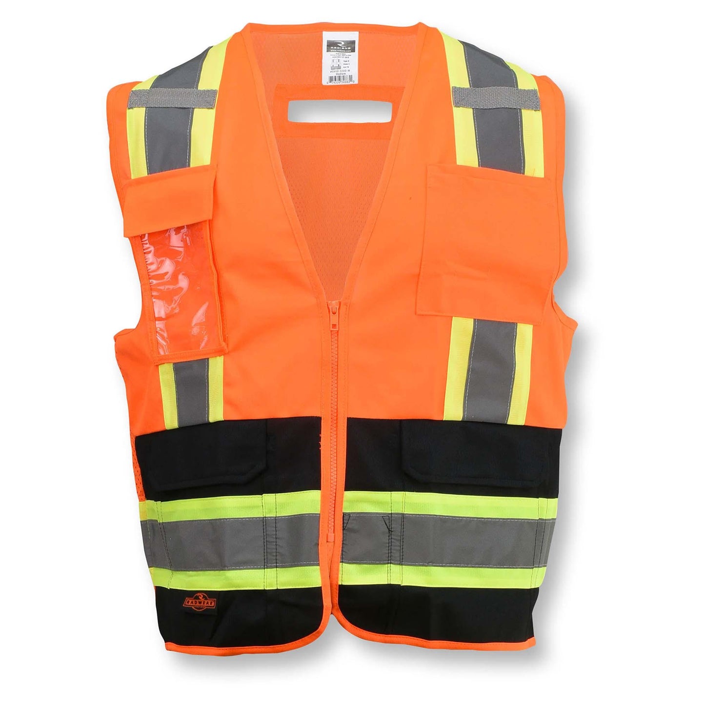 Radians SV6B Type R Class 2 Two-Tone Black Bottom Surveyor Safety Vest - Orange