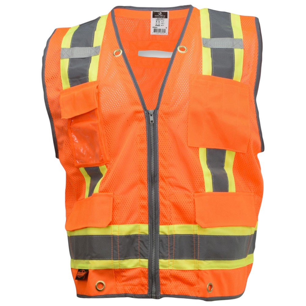 Radians SV6HG Type R Class 2 Heavy Duty Two Tone Surveyor Safety Vest - Orange