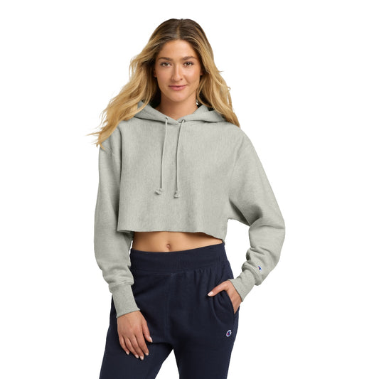 Champion® Women’s Reverse Weave® Cropped Cut-Off Hooded Sweatshirt - Oxford Grey