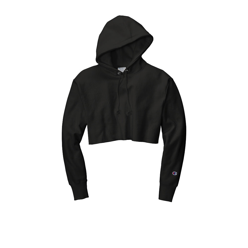 Champion® Women’s Reverse Weave® Cropped Cut-Off Hooded Sweatshirt - Black