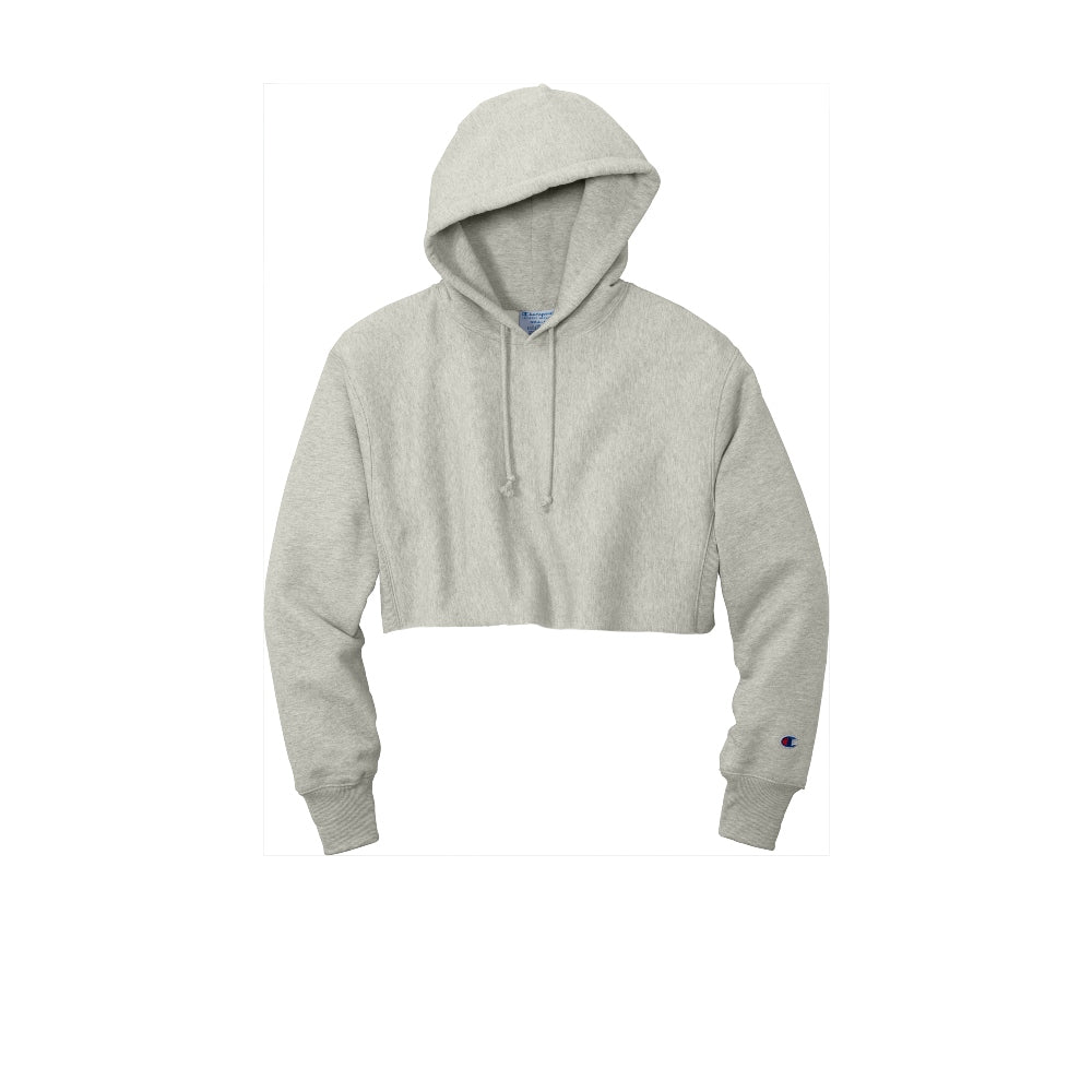 Champion® Women’s Reverse Weave® Cropped Cut-Off Hooded Sweatshirt - Oxford Grey
