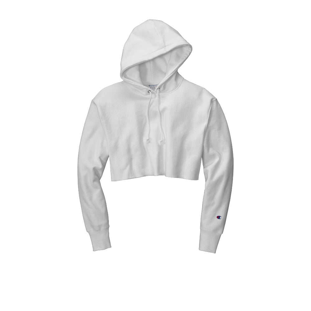 Champion® Women’s Reverse Weave® Cropped Cut-Off Hooded Sweatshirt - White