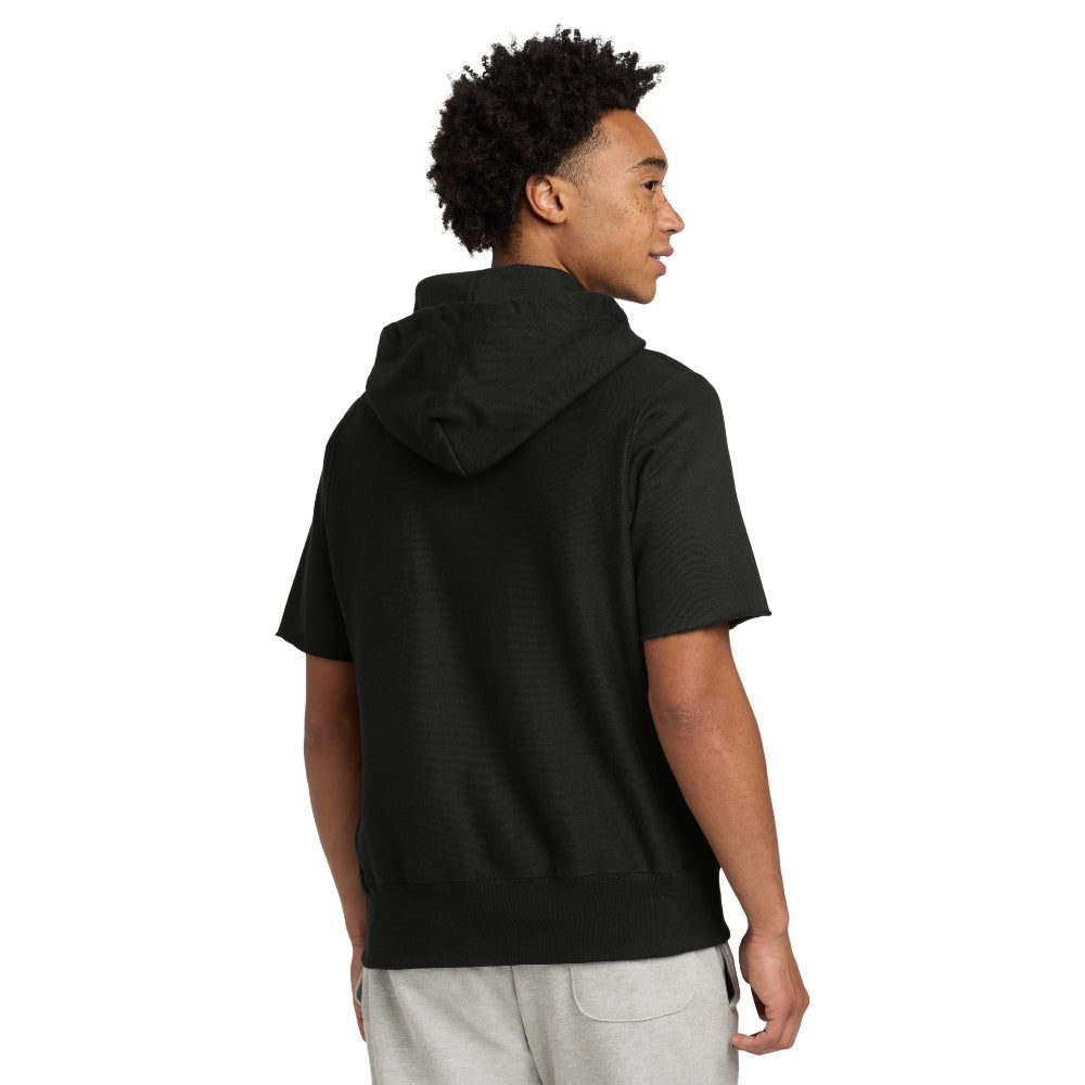 Champion® Reverse Weave® Short Sleeve Hooded Sweatshirt - Black