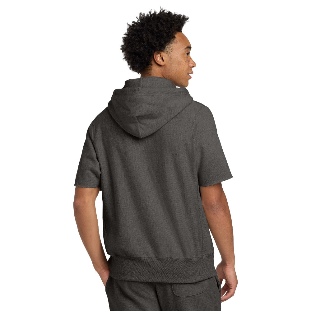 Champion® Reverse Weave® Short Sleeve Hooded Sweatshirt - Charcoal Heather