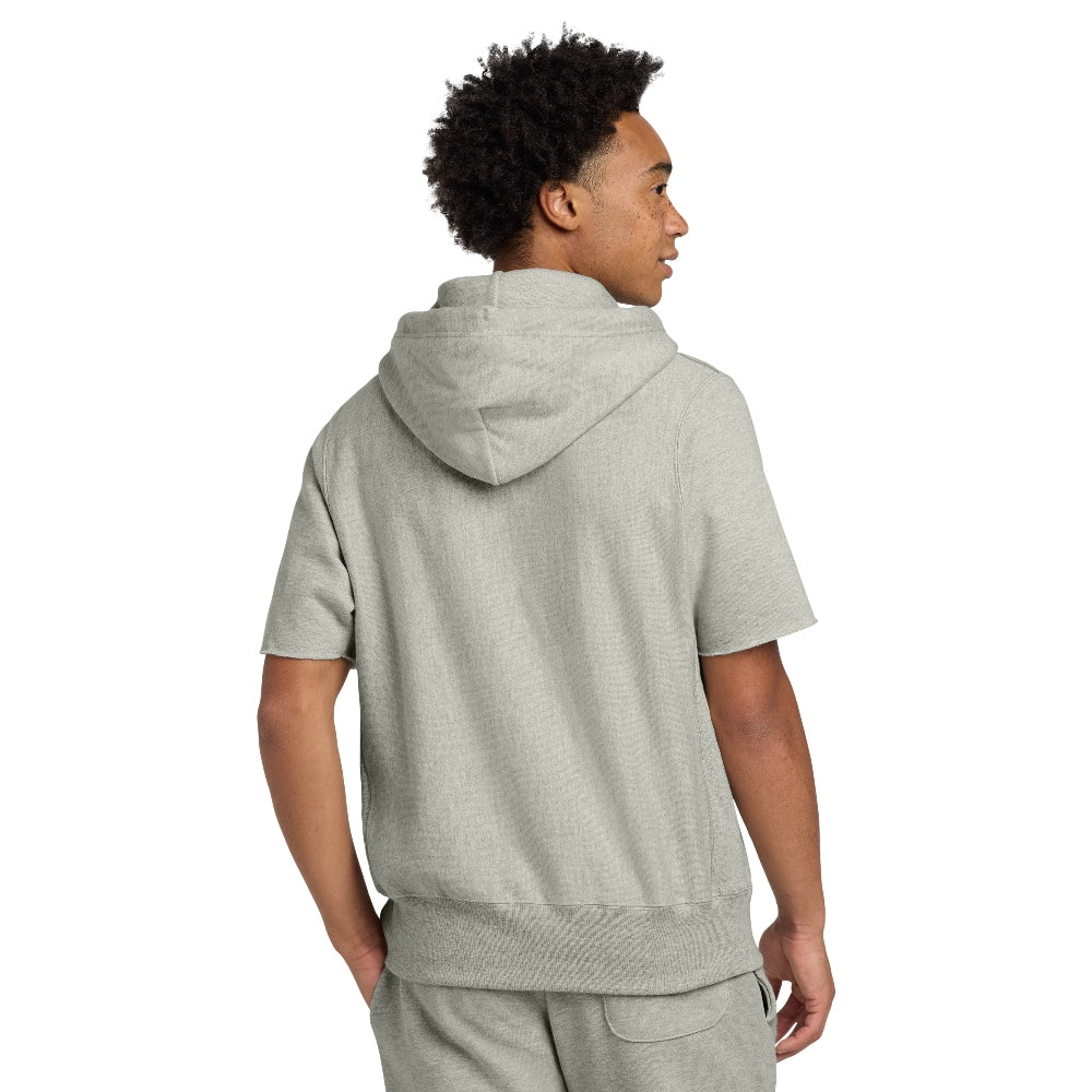 Champion® Reverse Weave® Short Sleeve Hooded Sweatshirt - Oxford Grey