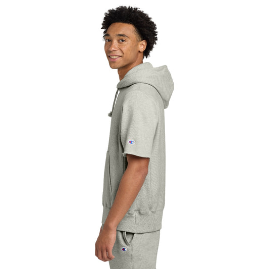 Champion® Reverse Weave® Short Sleeve Hooded Sweatshirt - Oxford Grey