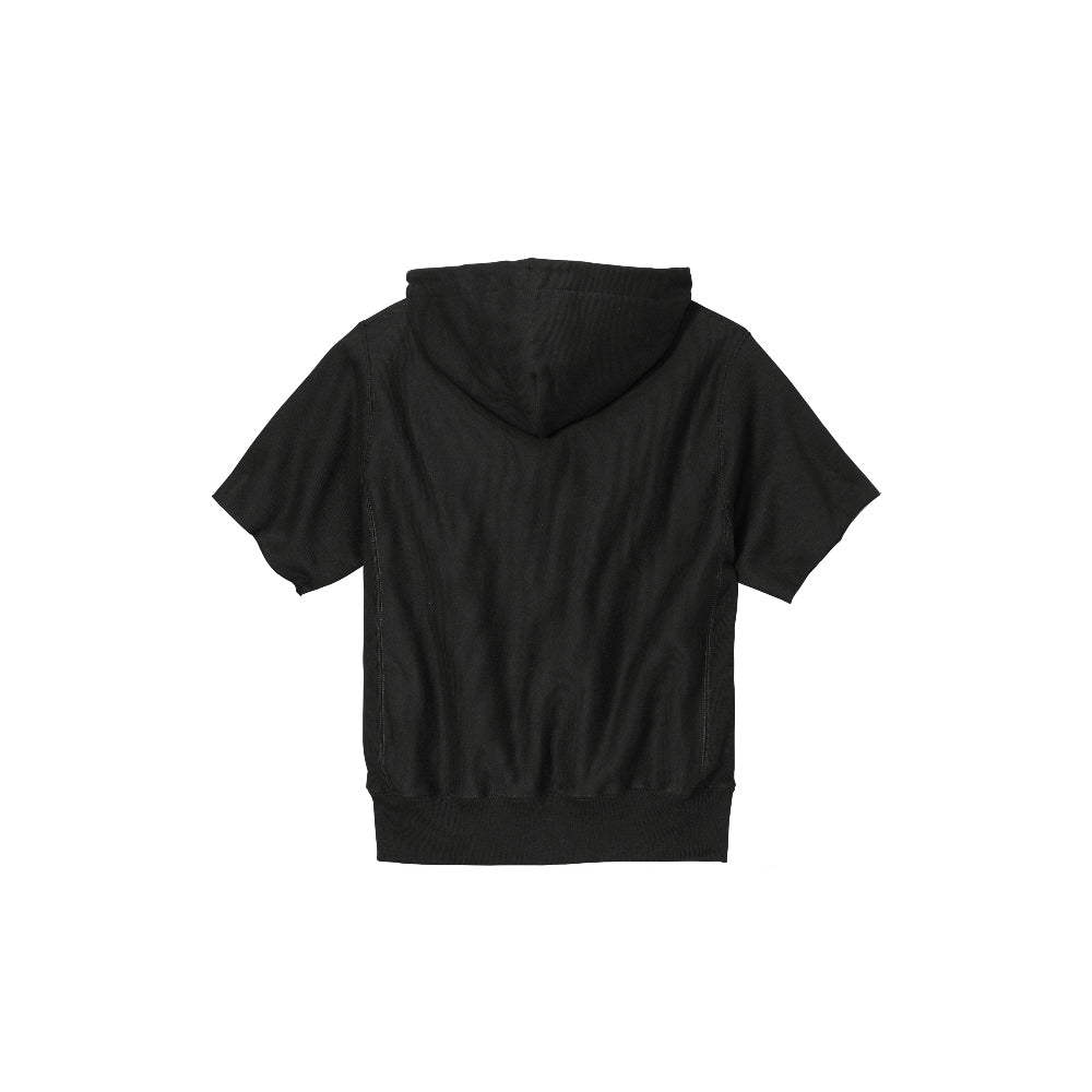 Champion® Reverse Weave® Short Sleeve Hooded Sweatshirt - Black
