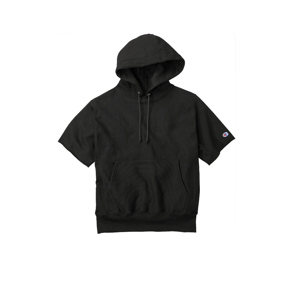 Champion® Reverse Weave® Short Sleeve Hooded Sweatshirt - Black