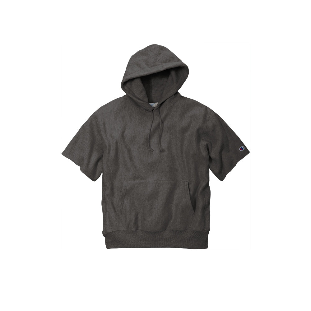 Champion® Reverse Weave® Short Sleeve Hooded Sweatshirt - Charcoal Heather