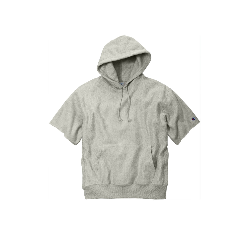 Champion® Reverse Weave® Short Sleeve Hooded Sweatshirt - Oxford Grey