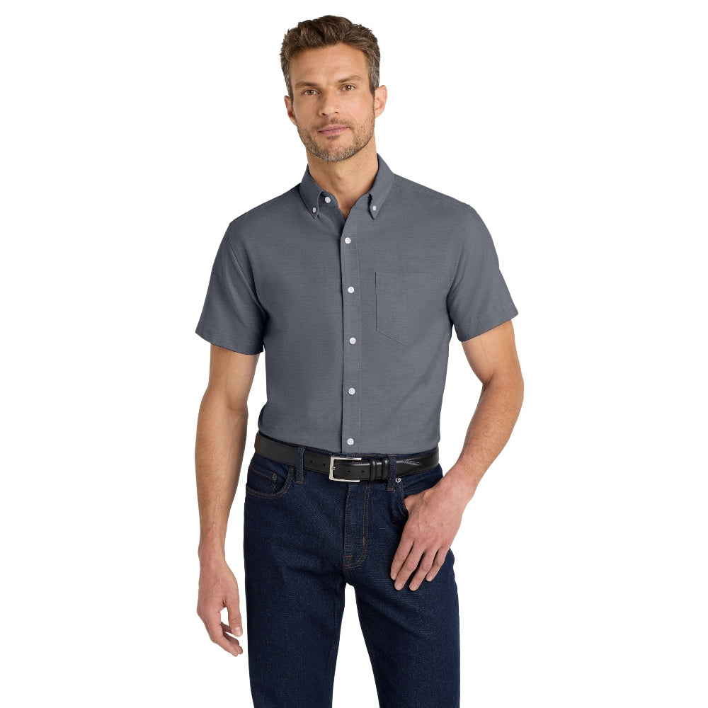 Port Authority® Short Sleeve SuperPro™ Oxford Shirt - Black