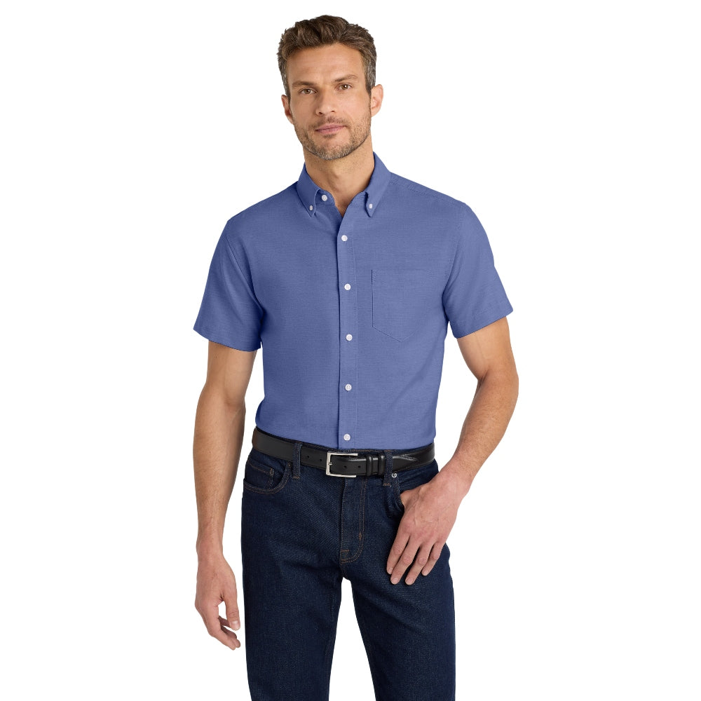 Port Authority® Short Sleeve SuperPro™ Oxford Shirt - Navy