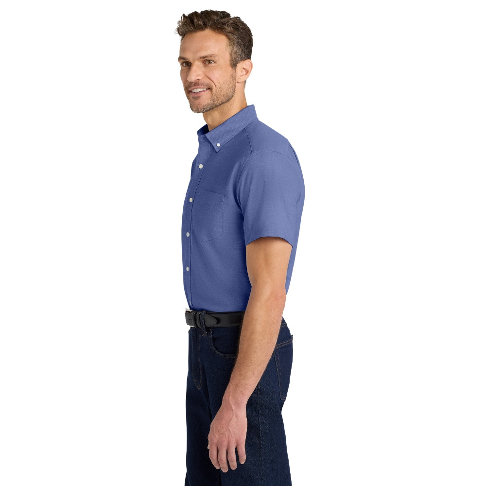 Port Authority® Short Sleeve SuperPro™ Oxford Shirt - Navy