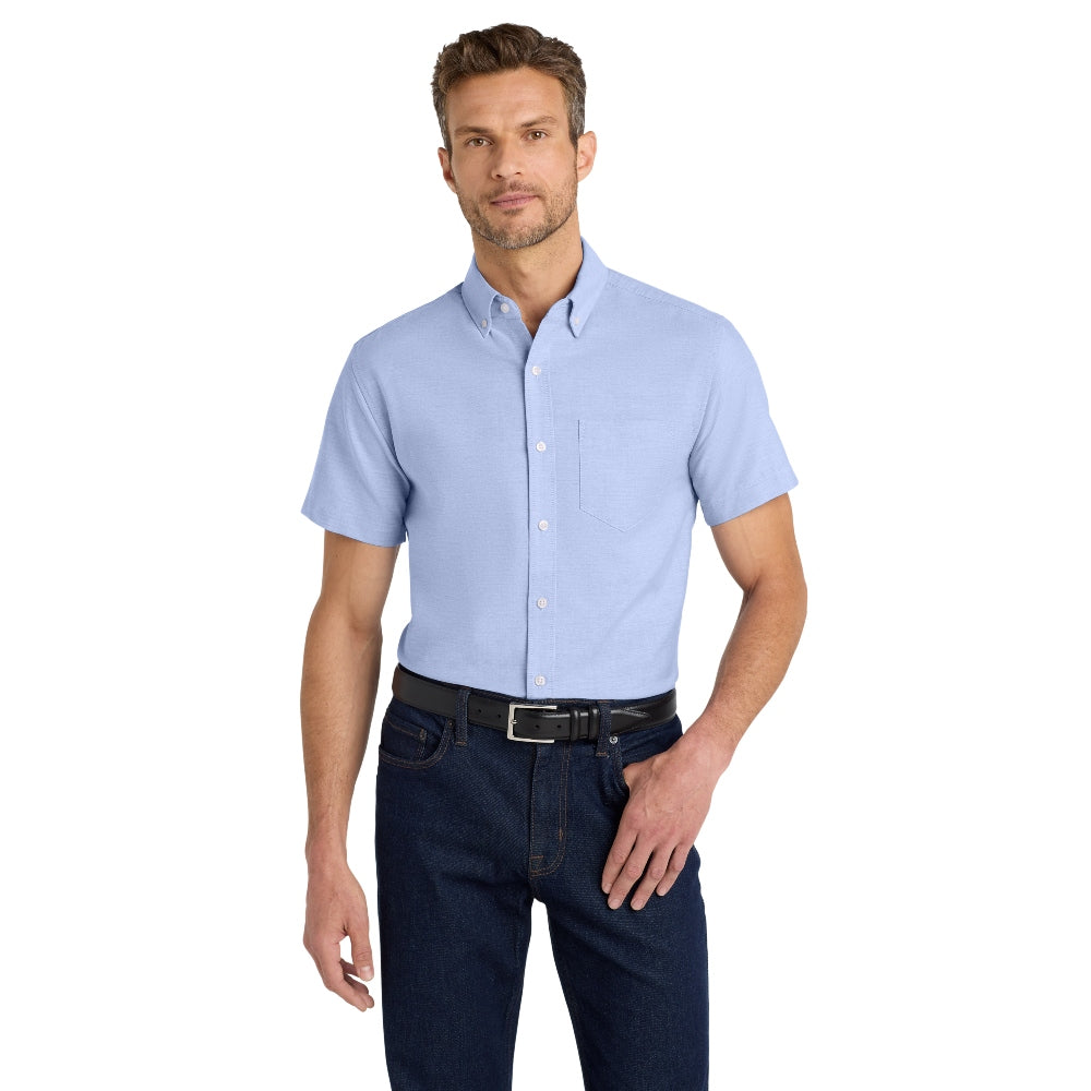 Port Authority® Short Sleeve SuperPro™ Oxford Shirt - Oxford Blue