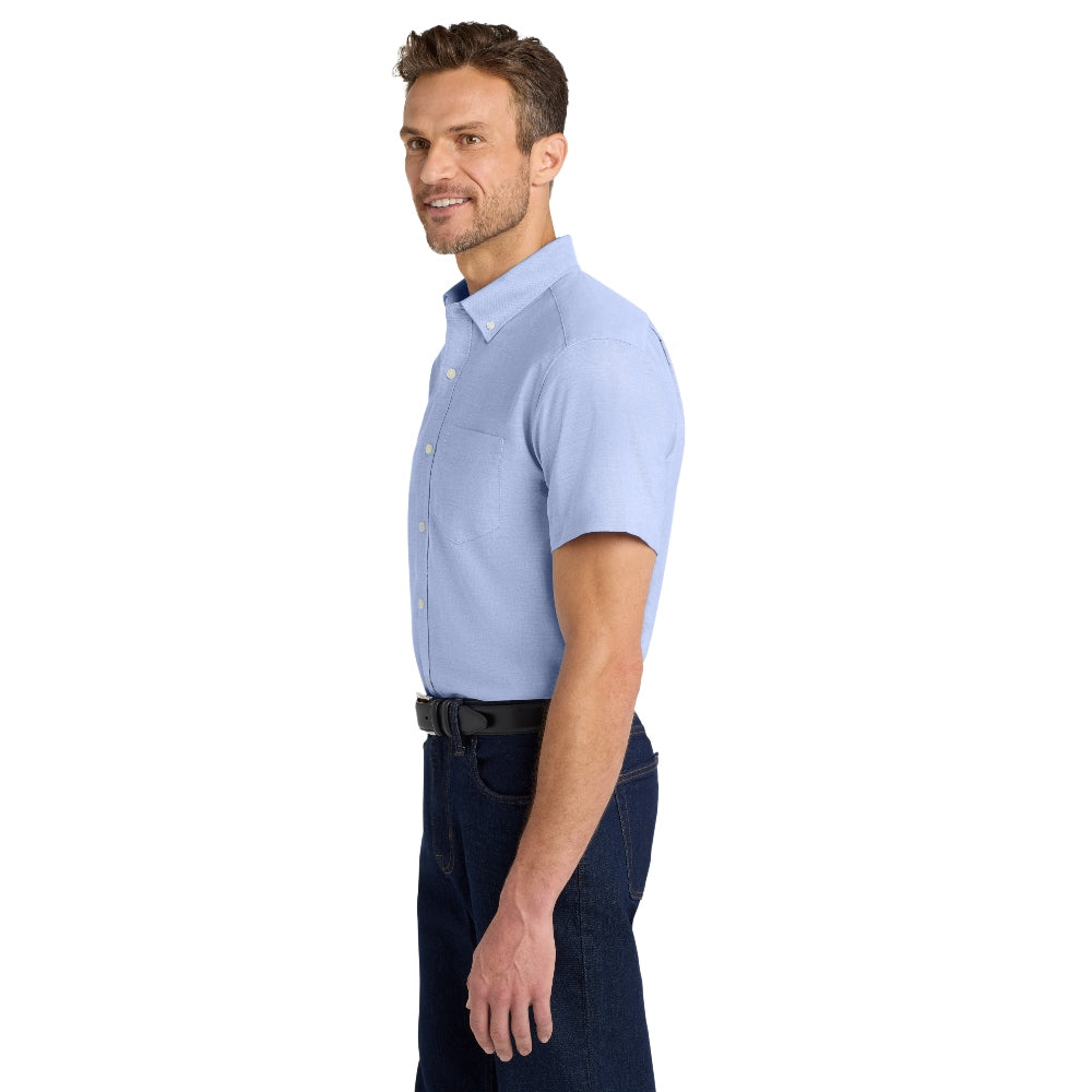 Port Authority® Short Sleeve SuperPro™ Oxford Shirt - Oxford Blue