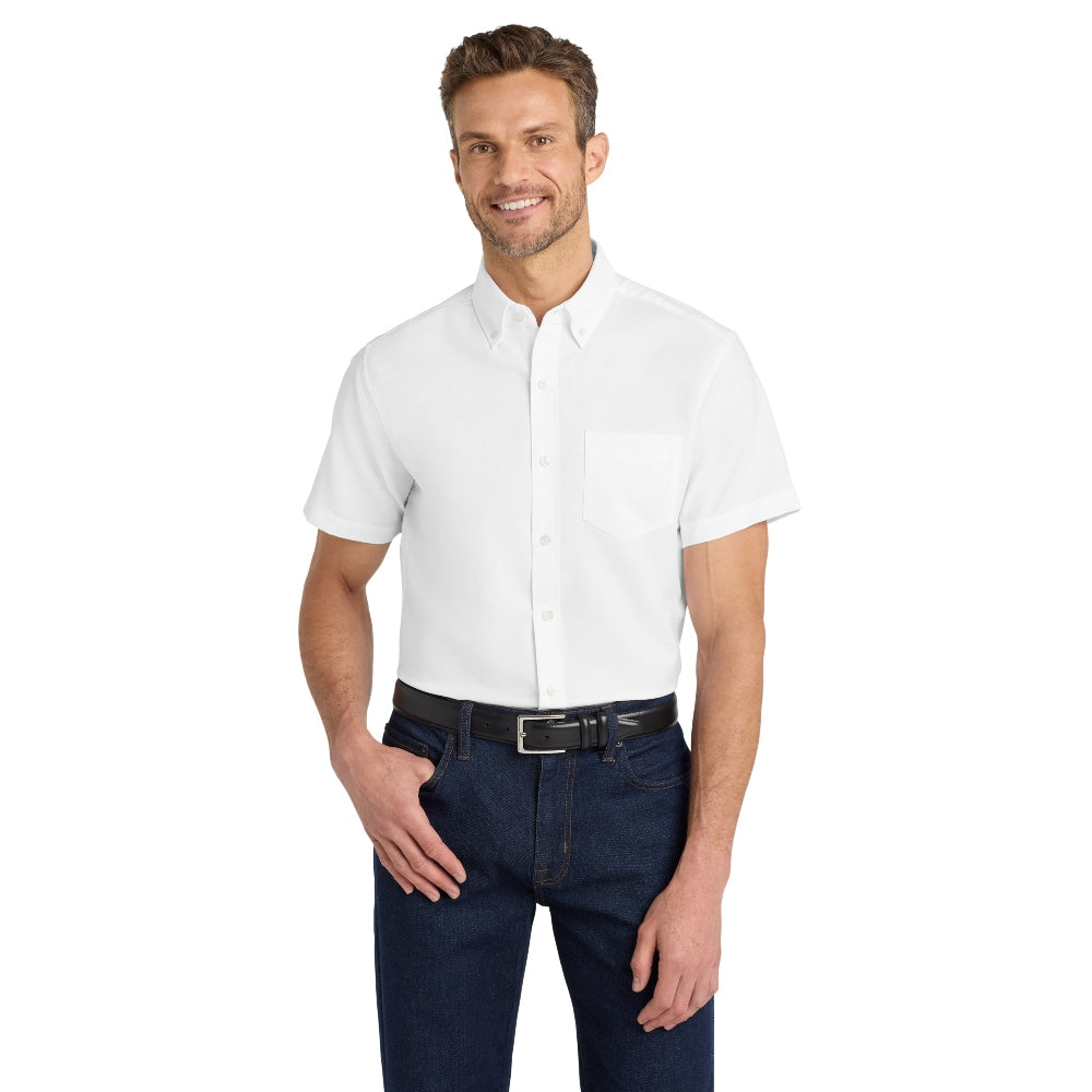 Port Authority® Short Sleeve SuperPro™ Oxford Shirt - White