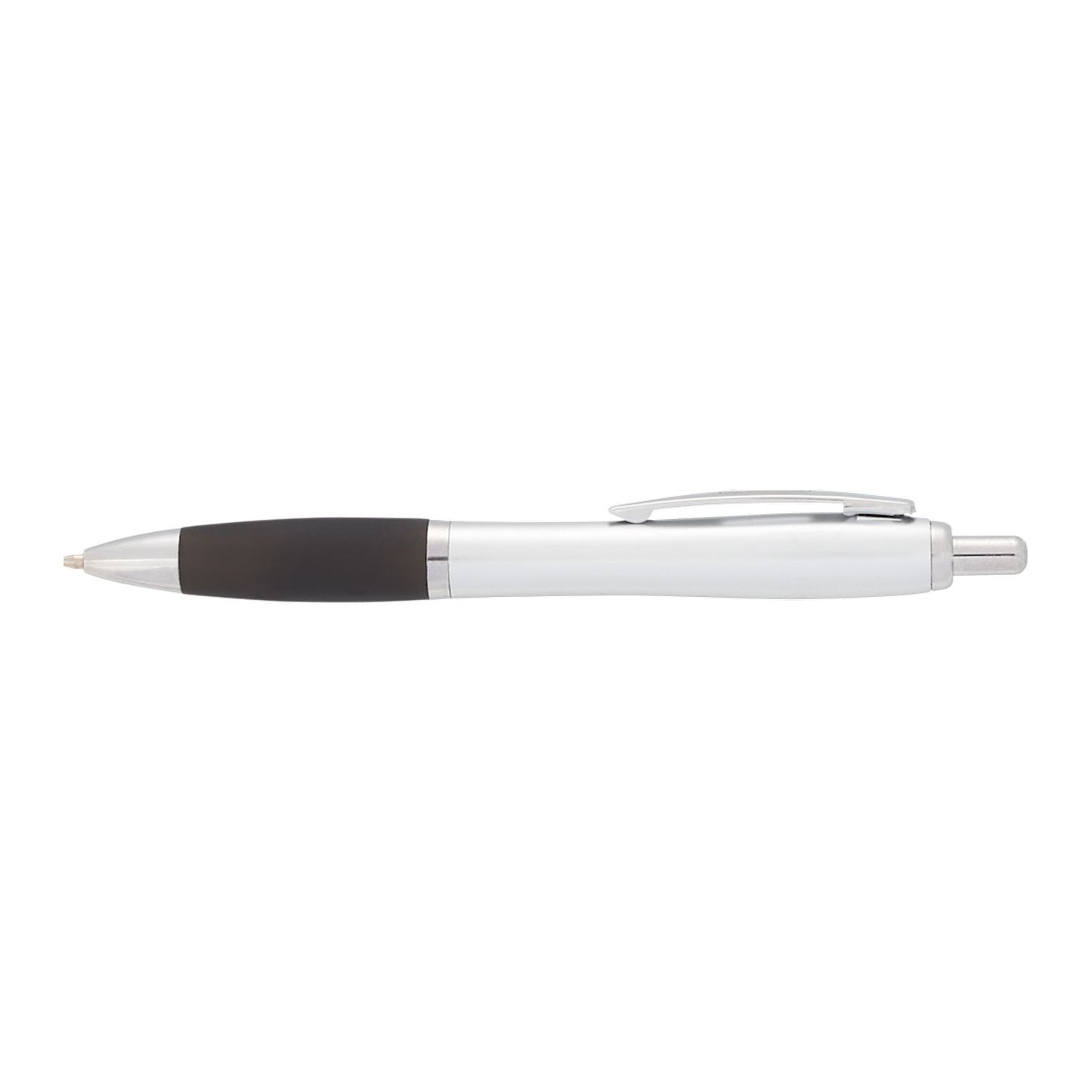 Nash Retractable Ballpoint Pen - Silver Barrel w/Black Grip