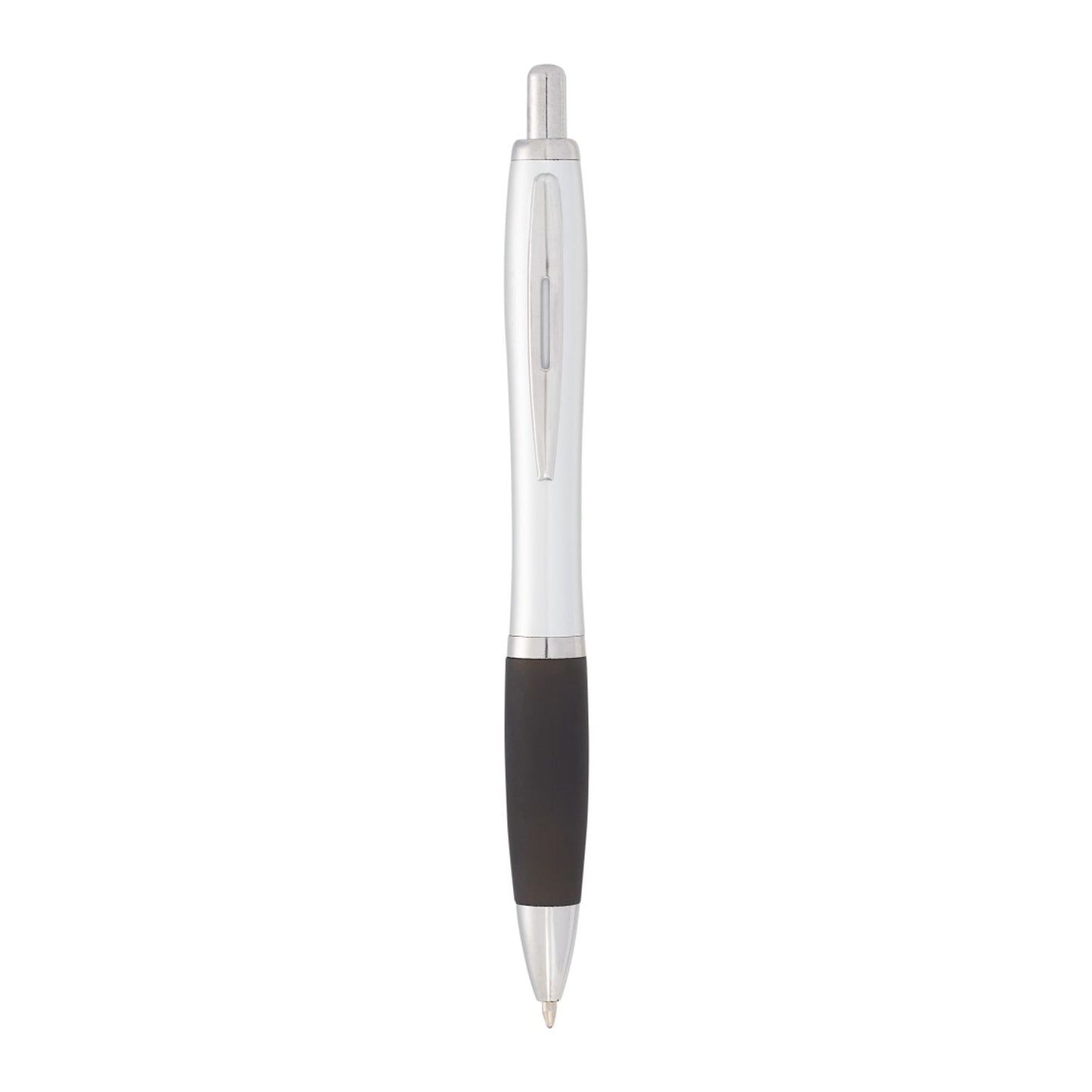 Nash Retractable Ballpoint Pen - Silver Barrel w/Black Grip