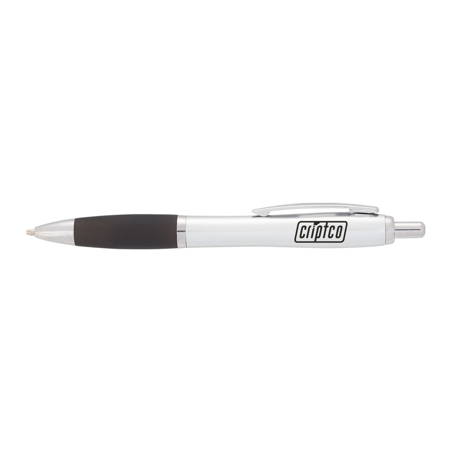Nash Retractable Ballpoint Pen - Silver Barrel w/Black Grip