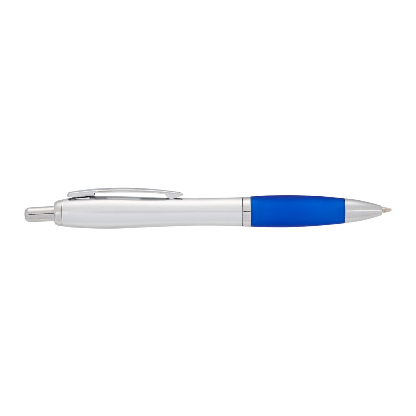 Nash Retractable Ballpoint Pen - Silver Barrel w/Blue Grip