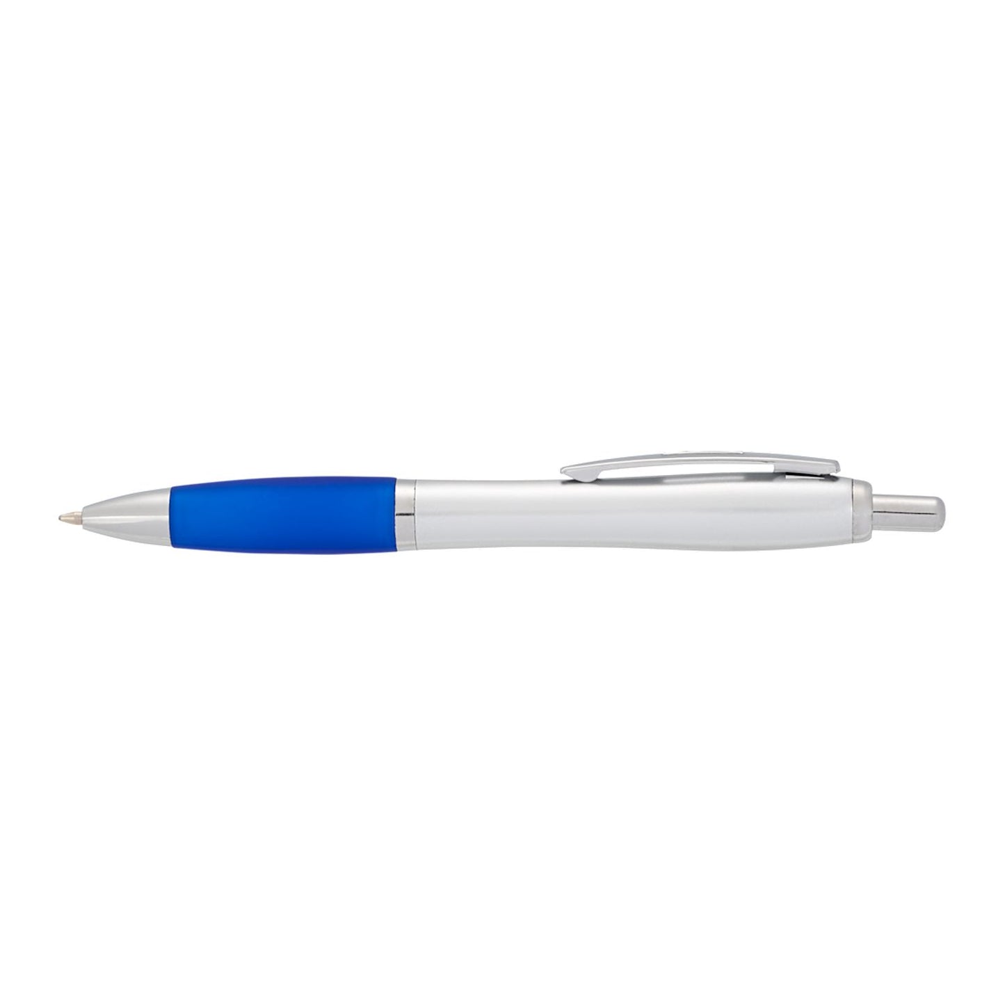 Nash Retractable Ballpoint Pen - Silver Barrel w/Blue Grip