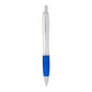 Nash Retractable Ballpoint Pen - Silver Barrel w/Blue Grip
