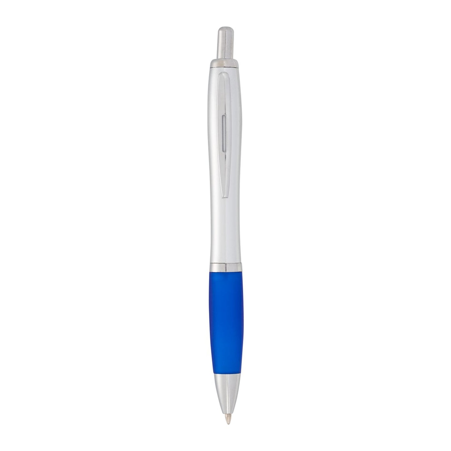 Nash Retractable Ballpoint Pen - Silver Barrel w/Blue Grip
