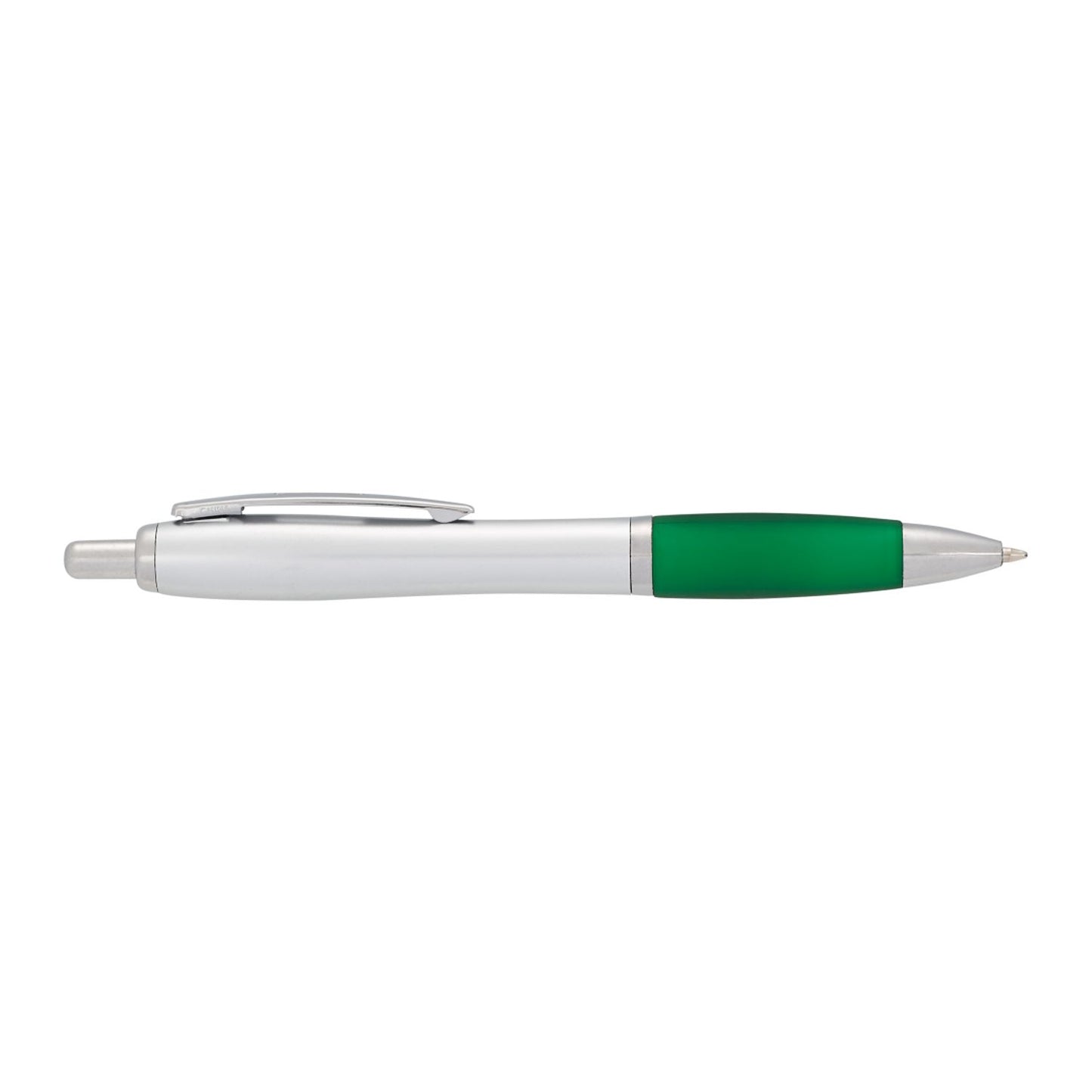 Nash Retractable Ballpoint Pen - Silver Barrel w/Green Grip