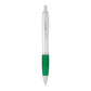 Nash Retractable Ballpoint Pen - Silver Barrel w/Green Grip