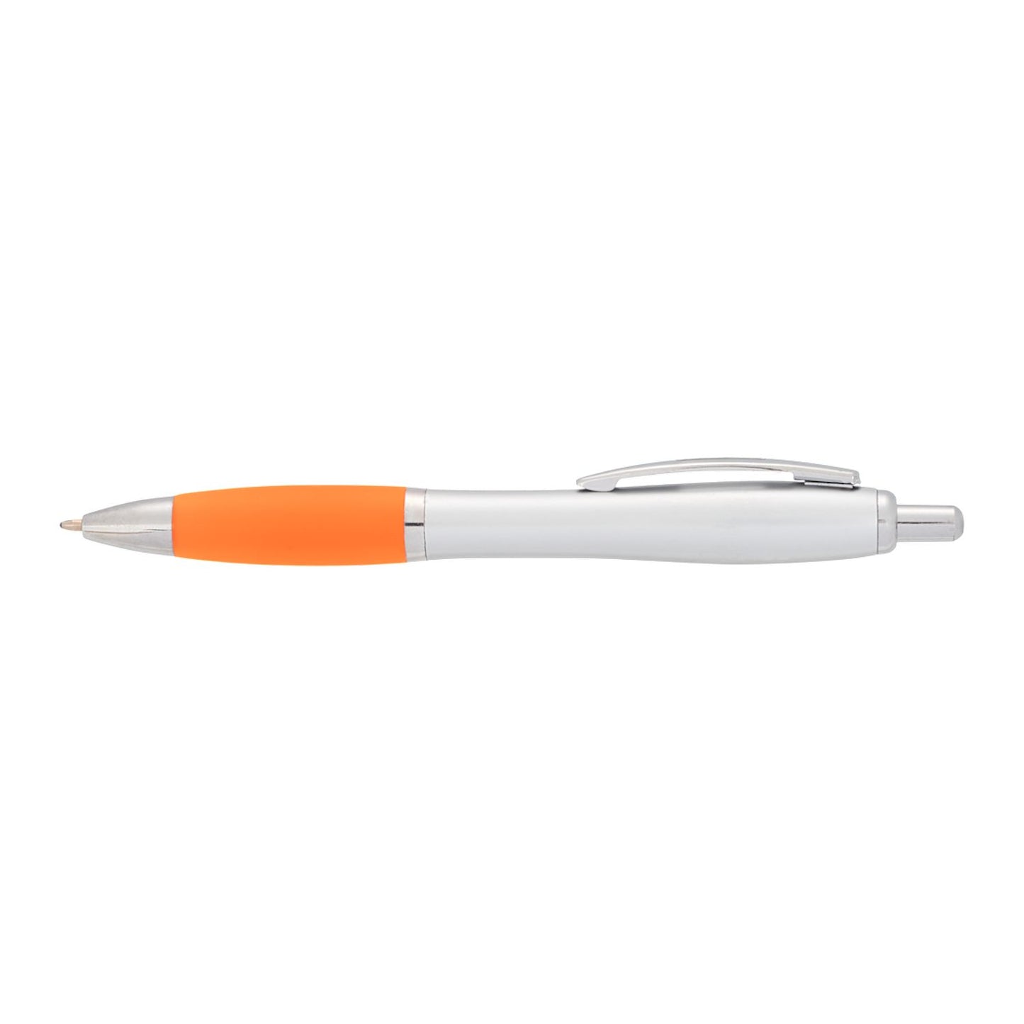 Nash Retractable Ballpoint Pen - Silver Barrel w/Orange Grip