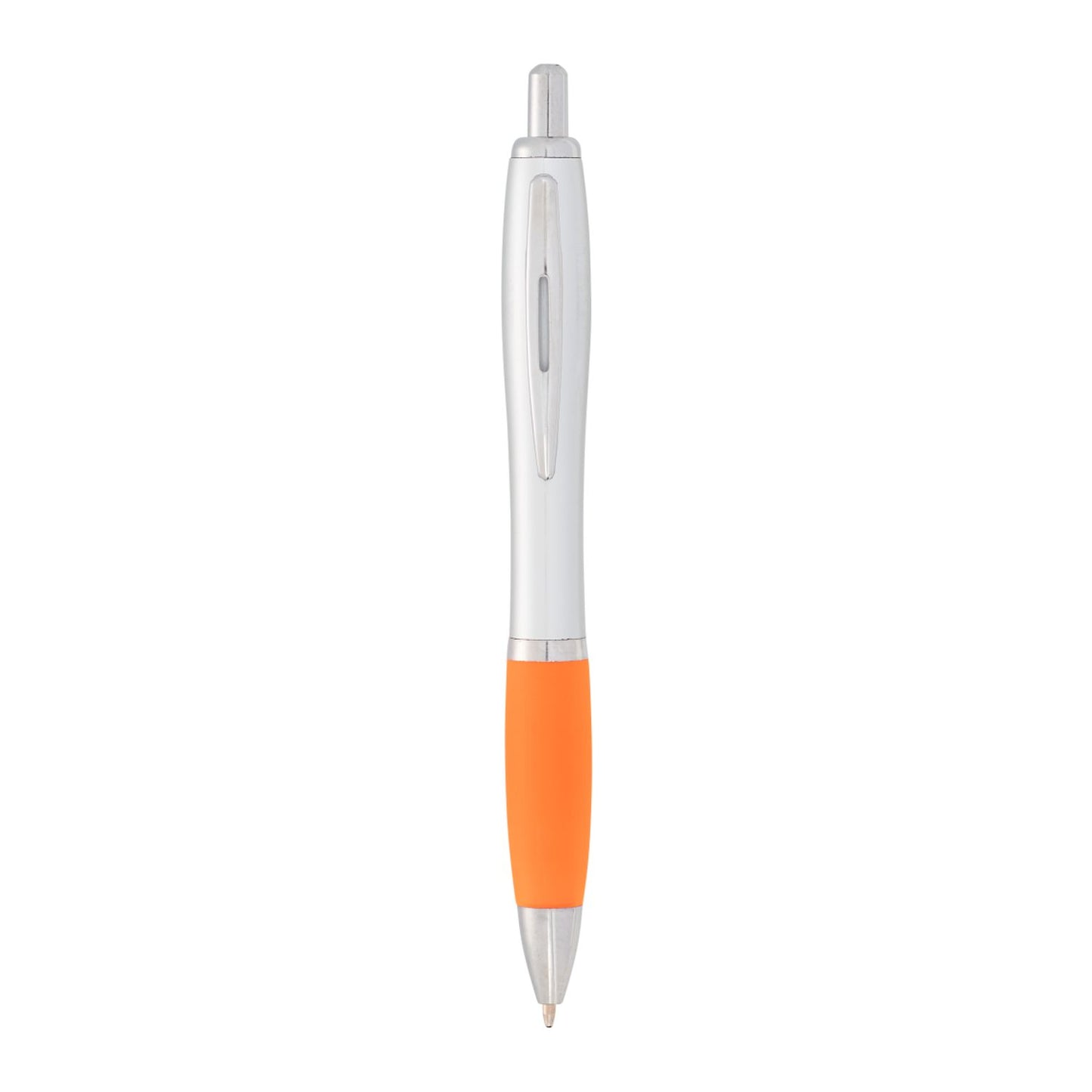Nash Retractable Ballpoint Pen - Silver Barrel w/Orange Grip