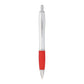 Nash Retractable Ballpoint Pen - Silver Barrel w/Red Grip