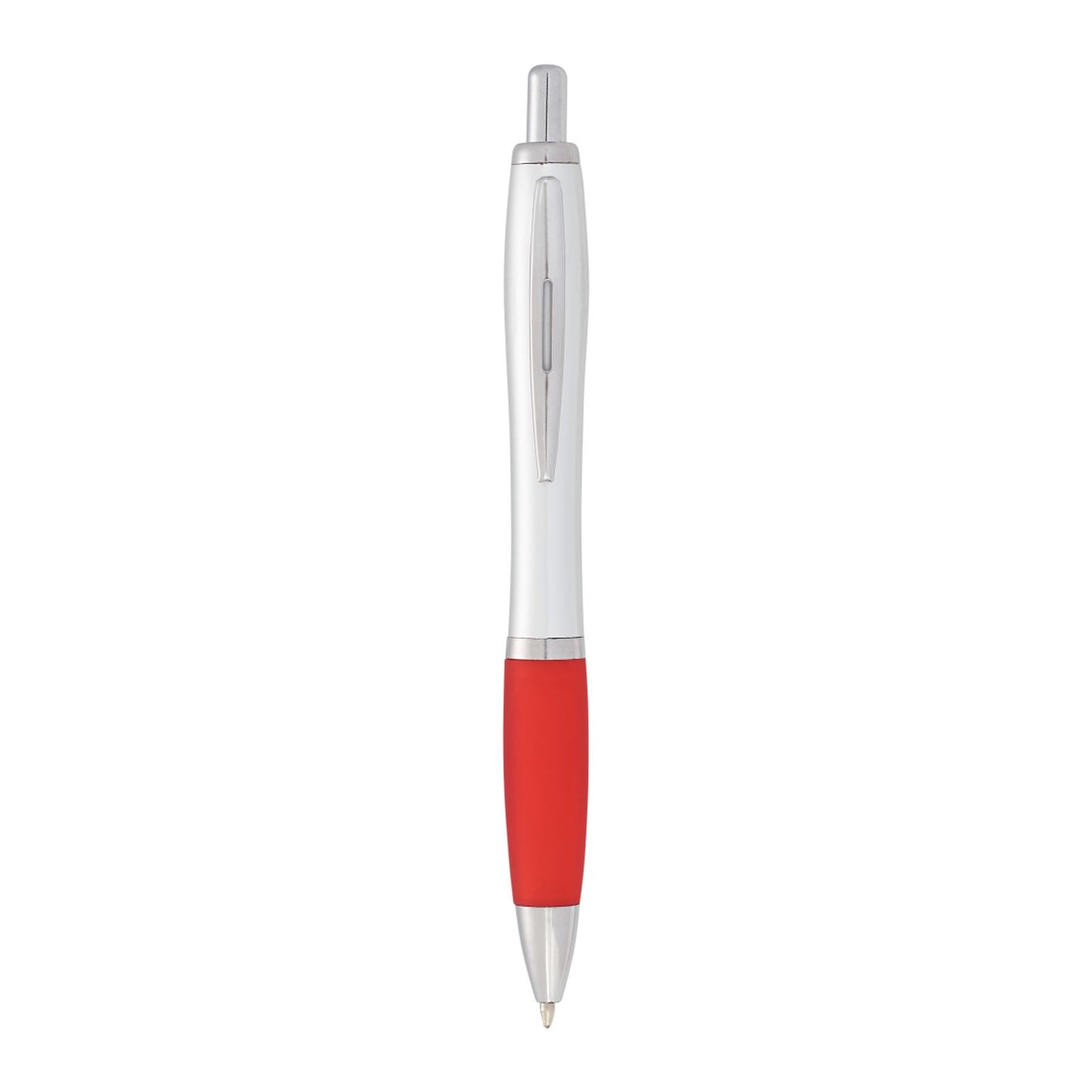 Nash Retractable Ballpoint Pen - Silver Barrel w/Red Grip