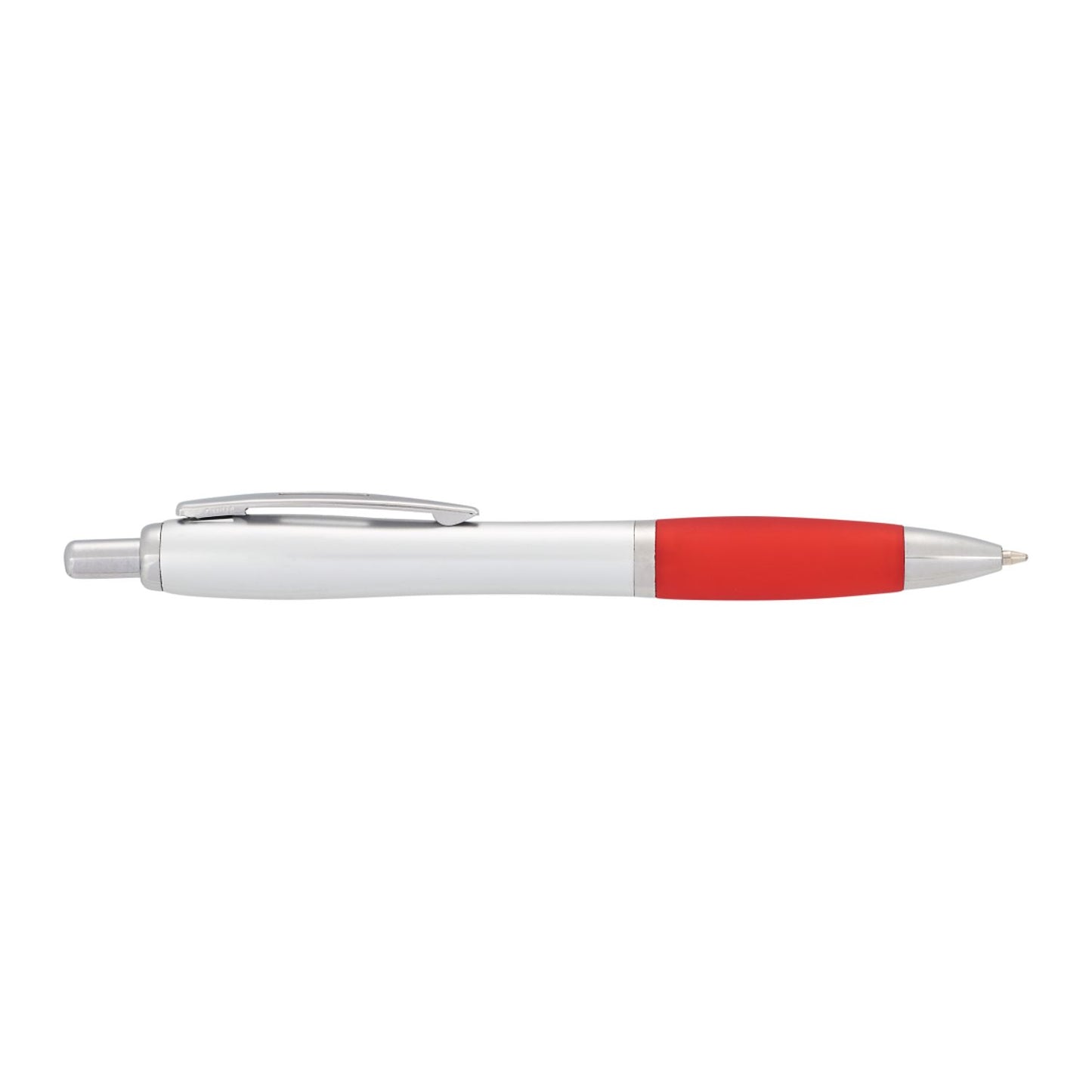 Nash Retractable Ballpoint Pen - Silver Barrel w/Red Grip
