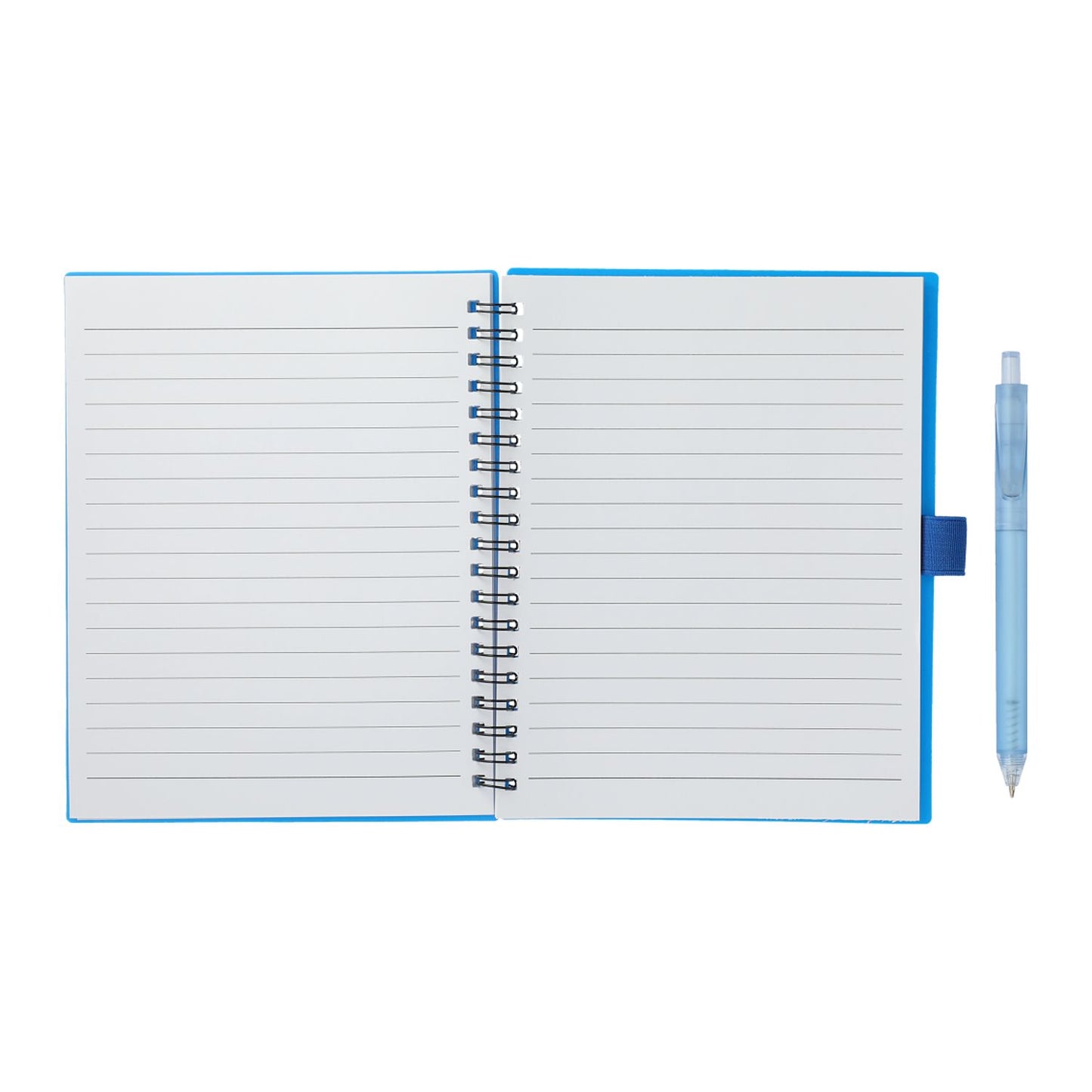 5.5” x 7” FSC® Recycled Spiral Notebook w RPET Pe - Blue