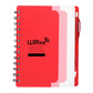 5" x 7" Recycled Dual Pocket Spiral Notebook w Pen - Red