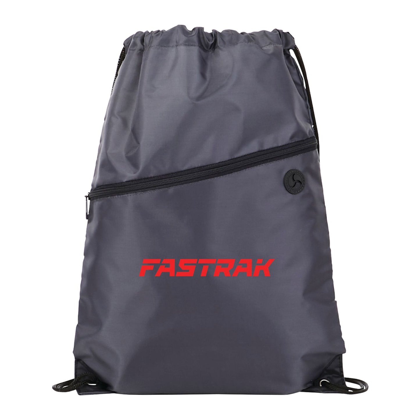 Robin Drawstring Polyester Bag with Front Zipper Pocket - Charcoal