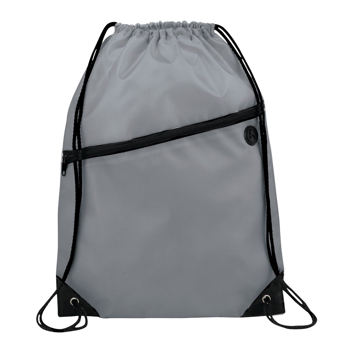Robin Drawstring Polyester Bag with Front Zipper Pocket - Gray