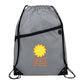 Robin Drawstring Polyester Bag with Front Zipper Pocket - Gray