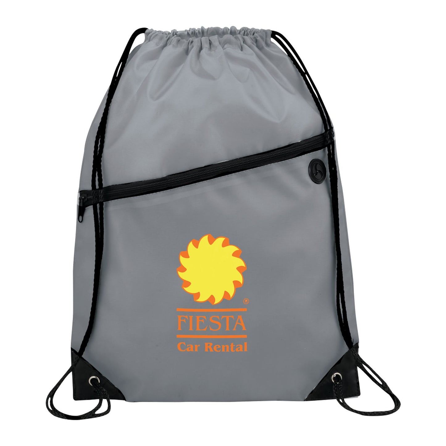 Robin Drawstring Polyester Bag with Front Zipper Pocket - Gray
