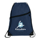 Robin Drawstring Polyester Bag with Front Zipper Pocket - Navy